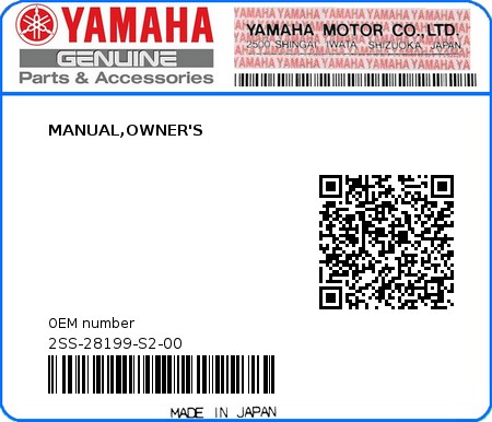 Product image: Yamaha - 2SS-28199-S2-00 - MANUAL,OWNER'S  0