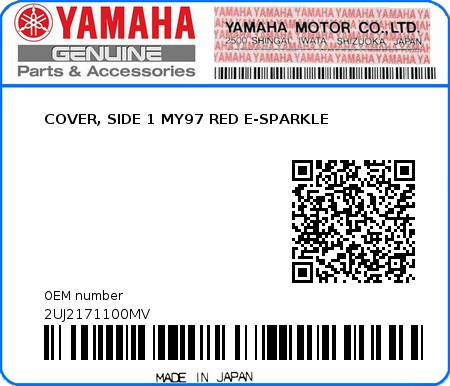 Product image: Yamaha - 2UJ2171100MV - COVER, SIDE 1 MY97 RED E-SPARKLE  0