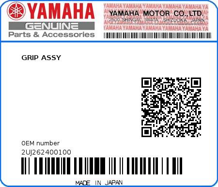 Product image: Yamaha - 2UJ262400100 - GRIP ASSY  0