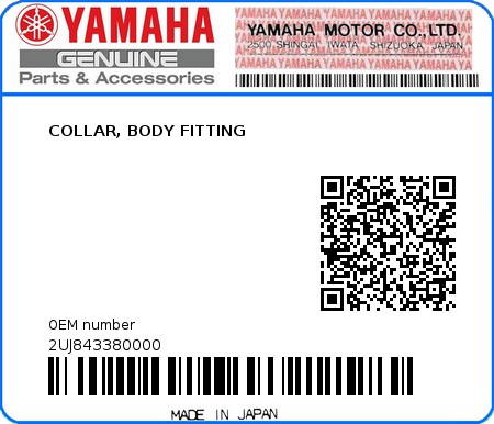Product image: Yamaha - 2UJ843380000 - COLLAR, BODY FITTING  0