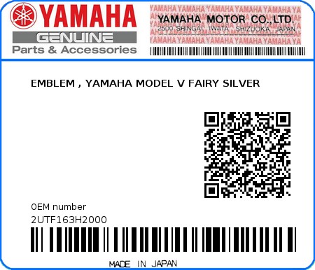 Product image: Yamaha - 2UTF163H2000 - EMBLEM , YAMAHA MODEL V FAIRY SILVER  0