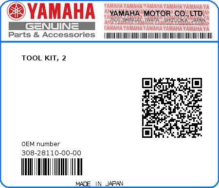 Product image: Yamaha - 308-28110-00-00 - TOOL KIT, 2  0