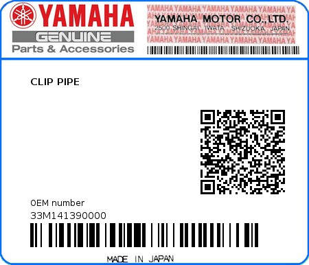 Product image: Yamaha - 33M141390000 - CLIP PIPE   0