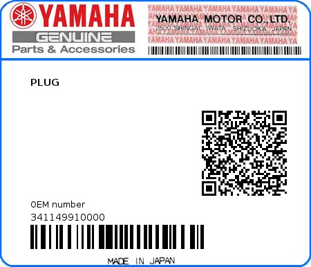 Product image: Yamaha - 341149910000 - PLUG  0
