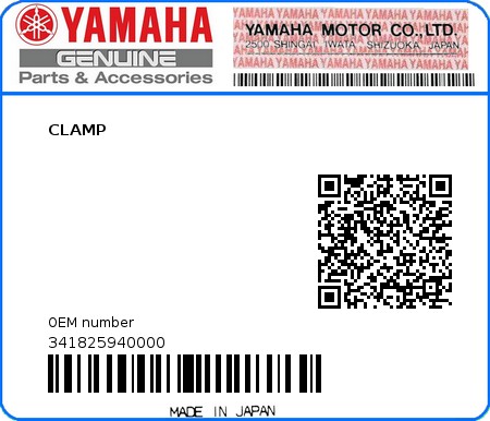 Product image: Yamaha - 341825940000 - CLAMP  0