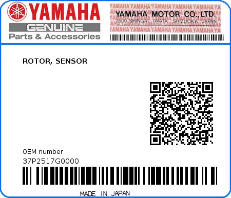 Product image: Yamaha - 37P2517G0000 - ROTOR, SENSOR  0