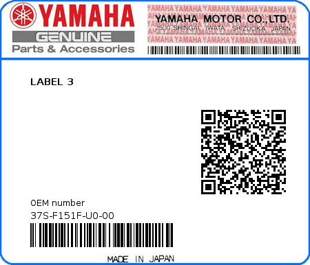 Product image: Yamaha - 37S-F151F-U0-00 - LABEL 3  0