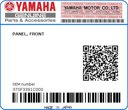 Product image: Yamaha - 37SF3391C000 - PANEL, FRONT  0