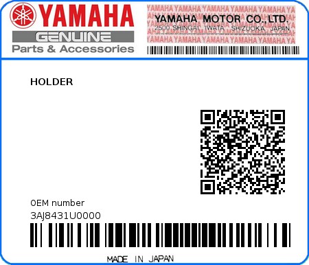 Product image: Yamaha - 3AJ8431U0000 - HOLDER  0