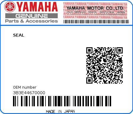 Product image: Yamaha - 3B3E44670000 - SEAL  0