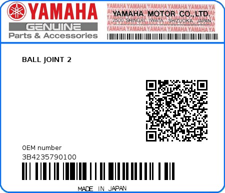 Product image: Yamaha - 3B4235790100 - BALL JOINT 2  0