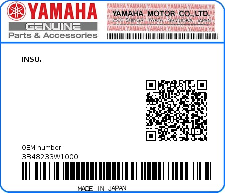 Product image: Yamaha - 3B48233W1000 - INSU.  0
