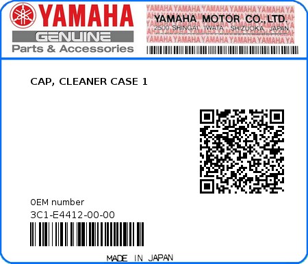 Product image: Yamaha - 3C1-E4412-00-00 - CAP, CLEANER CASE 1  0