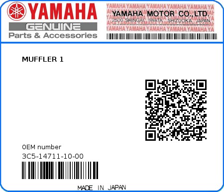 Product image: Yamaha - 3C5-14711-10-00 - MUFFLER 1  0