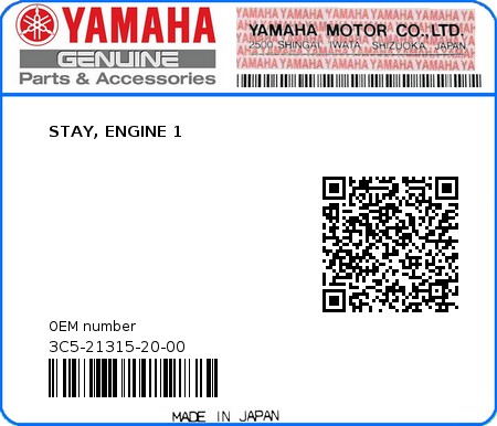 Product image: Yamaha - 3C5-21315-20-00 - STAY, ENGINE 1  0