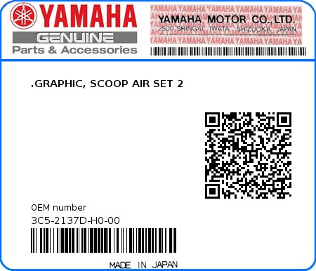 Product image: Yamaha - 3C5-2137D-H0-00 - .GRAPHIC, SCOOP AIR SET 2  0