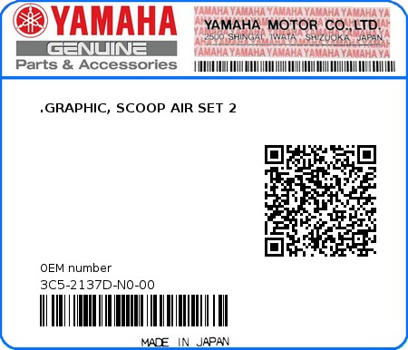 Product image: Yamaha - 3C5-2137D-N0-00 - .GRAPHIC, SCOOP AIR SET 2  0