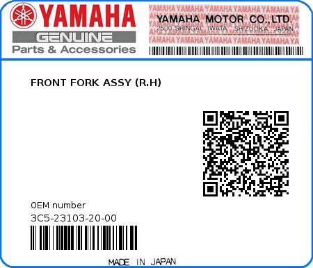 Product image: Yamaha - 3C5-23103-20-00 - FRONT FORK ASSY (R.H)  0