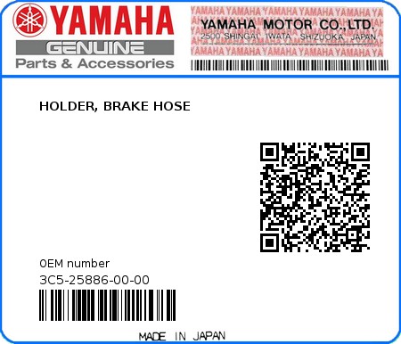 Product image: Yamaha - 3C5-25886-00-00 - HOLDER, BRAKE HOSE  0