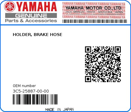 Product image: Yamaha - 3C5-25887-00-00 - HOLDER, BRAKE HOSE  0