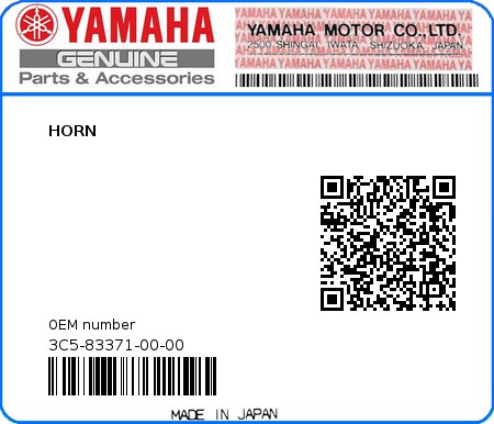 Product image: Yamaha - 3C5-83371-00-00 - HORN  0