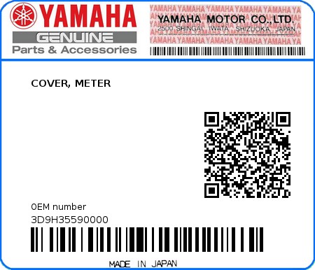 Product image: Yamaha - 3D9H35590000 - COVER, METER  0