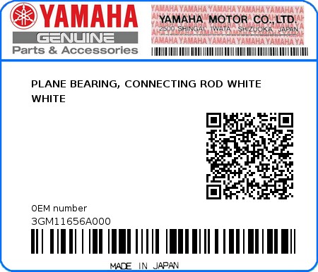 Product image: Yamaha - 3GM11656A000 - PLANE BEARING, CONNECTING ROD WHITE WHITE  0