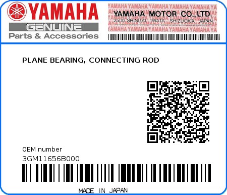 Product image: Yamaha - 3GM11656B000 - PLANE BEARING, CONNECTING ROD  0