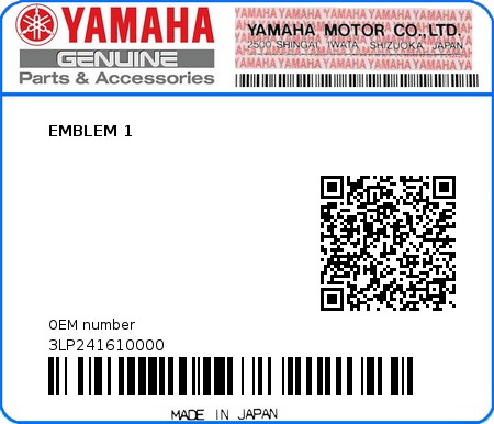 Product image: Yamaha - 3LP241610000 - EMBLEM 1   0