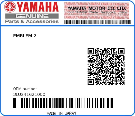 Product image: Yamaha - 3LU241621000 - EMBLEM 2  0