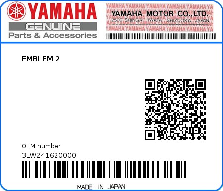 Product image: Yamaha - 3LW241620000 - EMBLEM 2  0