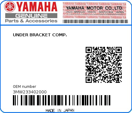 Product image: Yamaha - 3MW233402000 - UNDER BRACKET COMP.  0