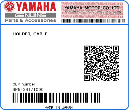 Product image: Yamaha - 3P6233171000 - HOLDER, CABLE  0