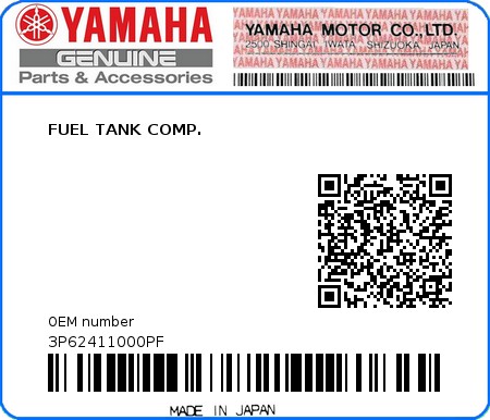Product image: Yamaha - 3P62411000PF - FUEL TANK COMP.  0