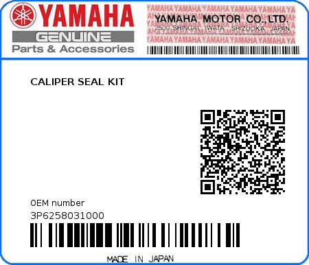 Product image: Yamaha - 3P6258031000 - CALIPER SEAL KIT  0