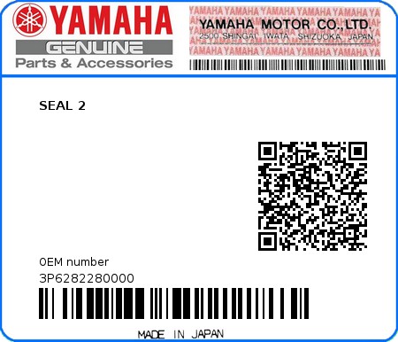Product image: Yamaha - 3P6282280000 - SEAL 2  0