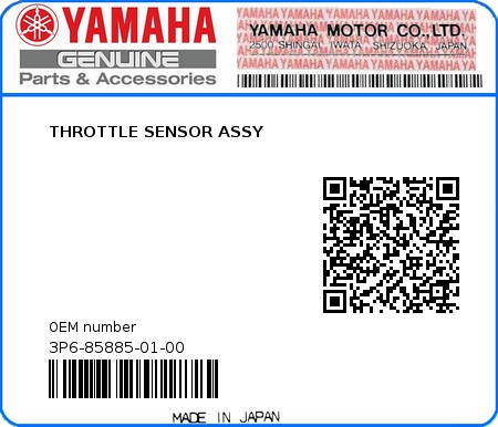 Product image: Yamaha - 3P6-85885-01-00 - THROTTLE SENSOR ASSY  0