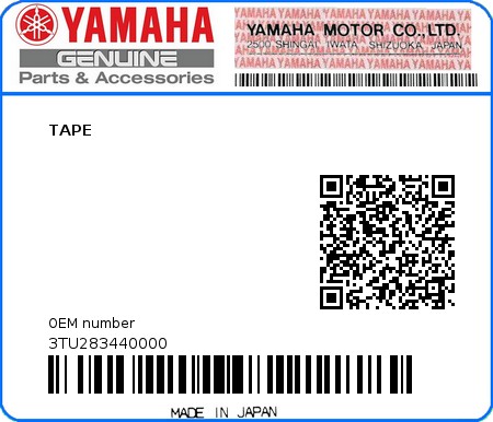 Product image: Yamaha - 3TU283440000 - TAPE  0