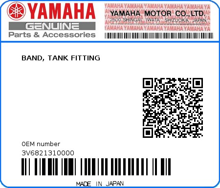 Product image: Yamaha - 3V6821310000 - BAND, TANK FITTING  0