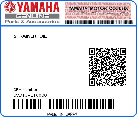 Product image: Yamaha - 3VD134110000 - STRAINER, OIL   0