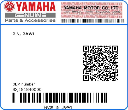 Product image: Yamaha - 3XJ181840000 - PIN, PAWL  0
