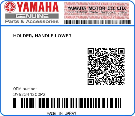 Product image: Yamaha - 3Y62344200P2 - HOLDER, HANDLE LOWER  0