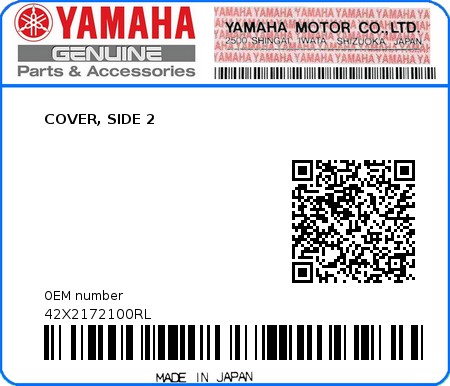 Product image: Yamaha - 42X2172100RL - COVER, SIDE 2  0