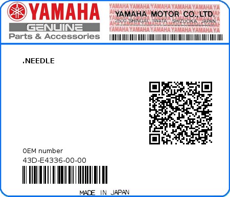 Product image: Yamaha - 43D-E4336-00-00 - .NEEDLE  0