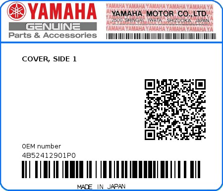Product image: Yamaha - 4B52412901P0 - COVER, SIDE 1  0