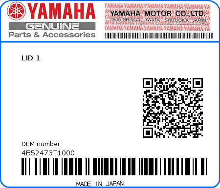 Product image: Yamaha - 4B52473T1000 - LID 1  0
