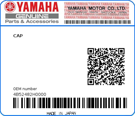 Product image: Yamaha - 4B52482H0000 - CAP  0