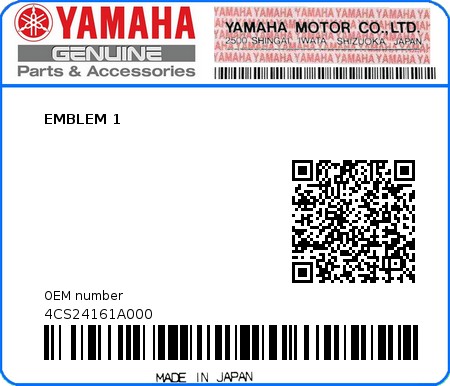 Product image: Yamaha - 4CS24161A000 - EMBLEM 1  0