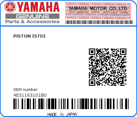 Product image: Yamaha - 4ES1163101B0 - PISTON (STD)  0