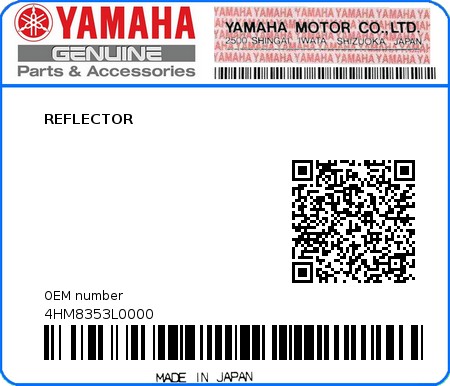 Product image: Yamaha - 4HM8353L0000 - REFLECTOR  0